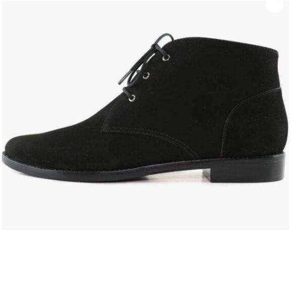 Black Trendy Low Heel Pointy Toe Lace Up Chukka Ankle Boots Fall Winter Shoe - Picture 1 of 8